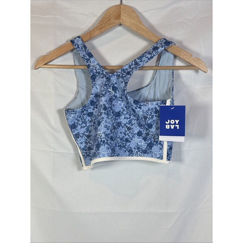 JoyLab Floral Hydrangea Sports Bra Blue White Size X-Small Comfortable Padding